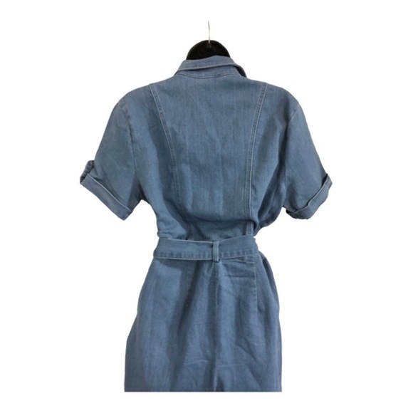 Haute Monde blue denim stretch belted button front safari style jumpsuit size XL - Picture 8 of 10
